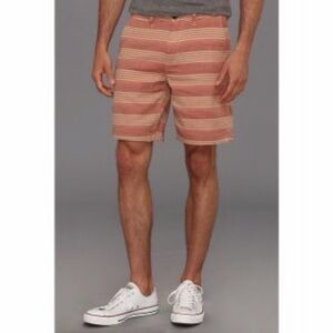 LUCKY BRAND Red Stripe Baja Henley Flat Front Shorts Mens Size 29 EUC
